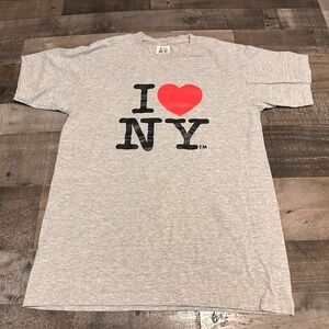Vintage I Love New York Shirt Adult Large White Heart NY Mens Gray